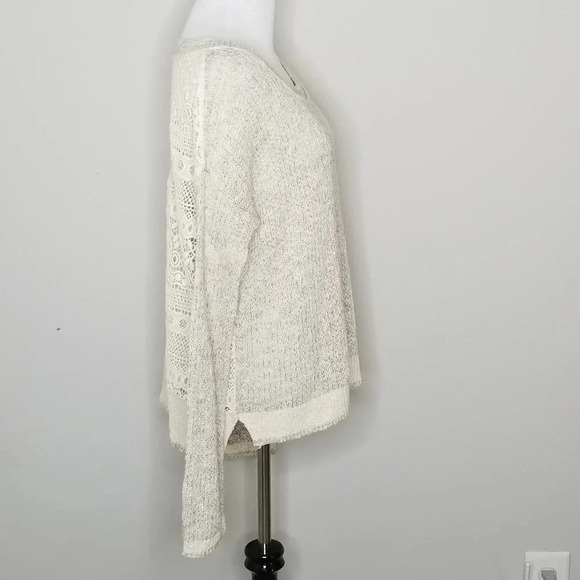 Free People Sweet Jane Cream Lace Back Pullover Sweater M - Picture 4 of 8